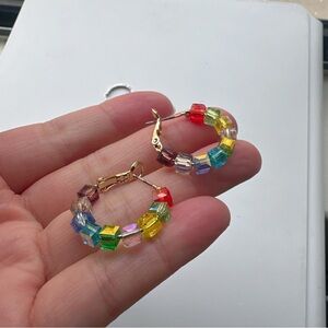 Colorful Beaded Hoop Earrings